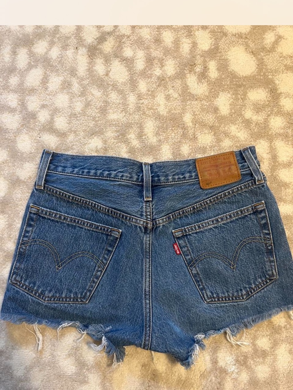 Levi's Medium Blue Denim Frayed Hem Women's Shorts
